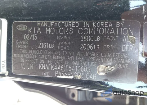 2015 Kia Forte Lx z USA, uszkodzony, nr VIN KNAFK4A61F5410605